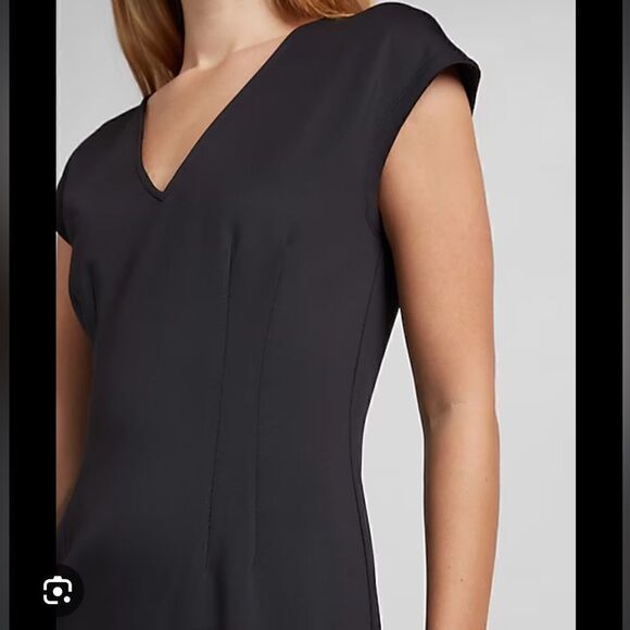 NWT Express Supersoft Double Knit Dress black cap sleeve small s - Picture 2 of 7